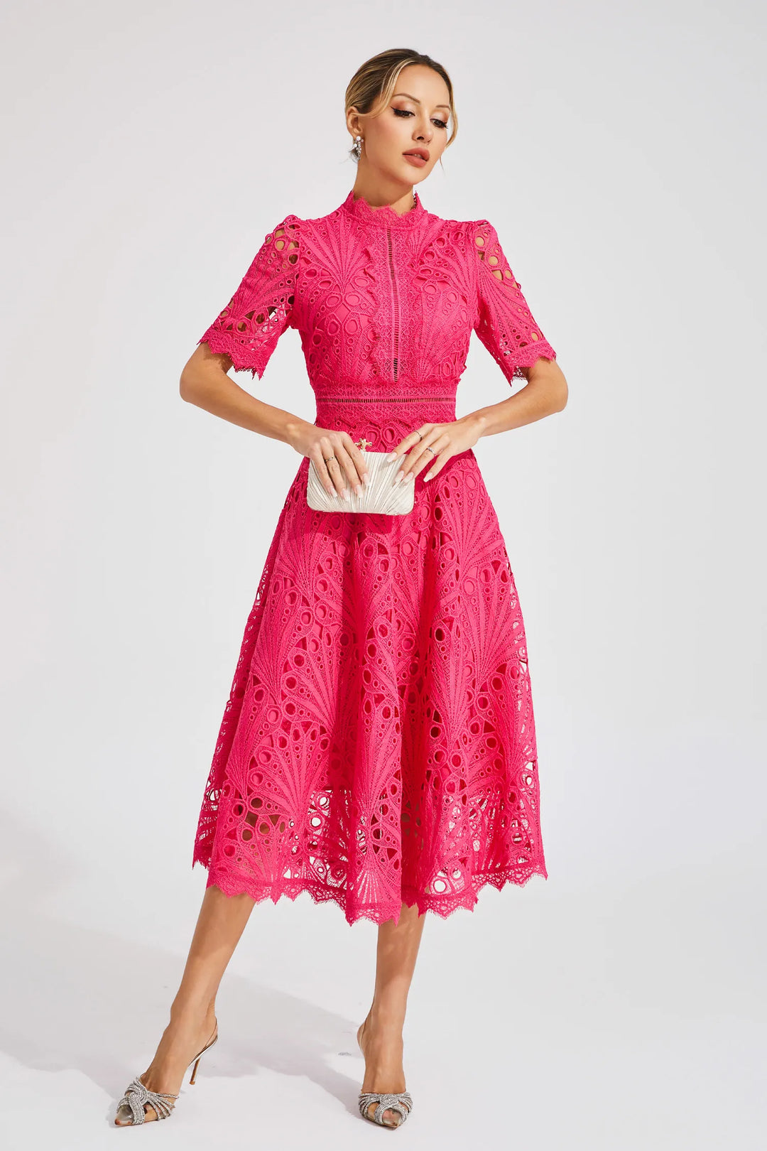 Elegant Lace Midi Dress for Weddings and Special Occasions