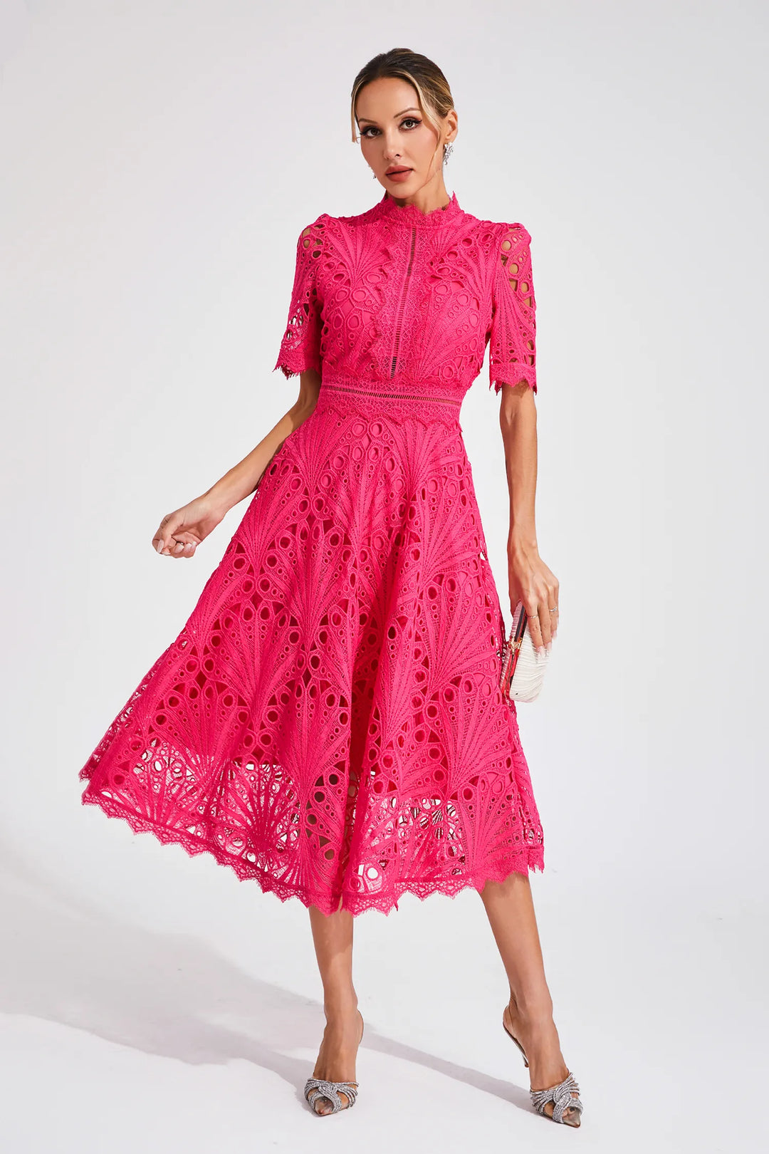 Elegant Lace Midi Dress for Weddings and Special Occasions