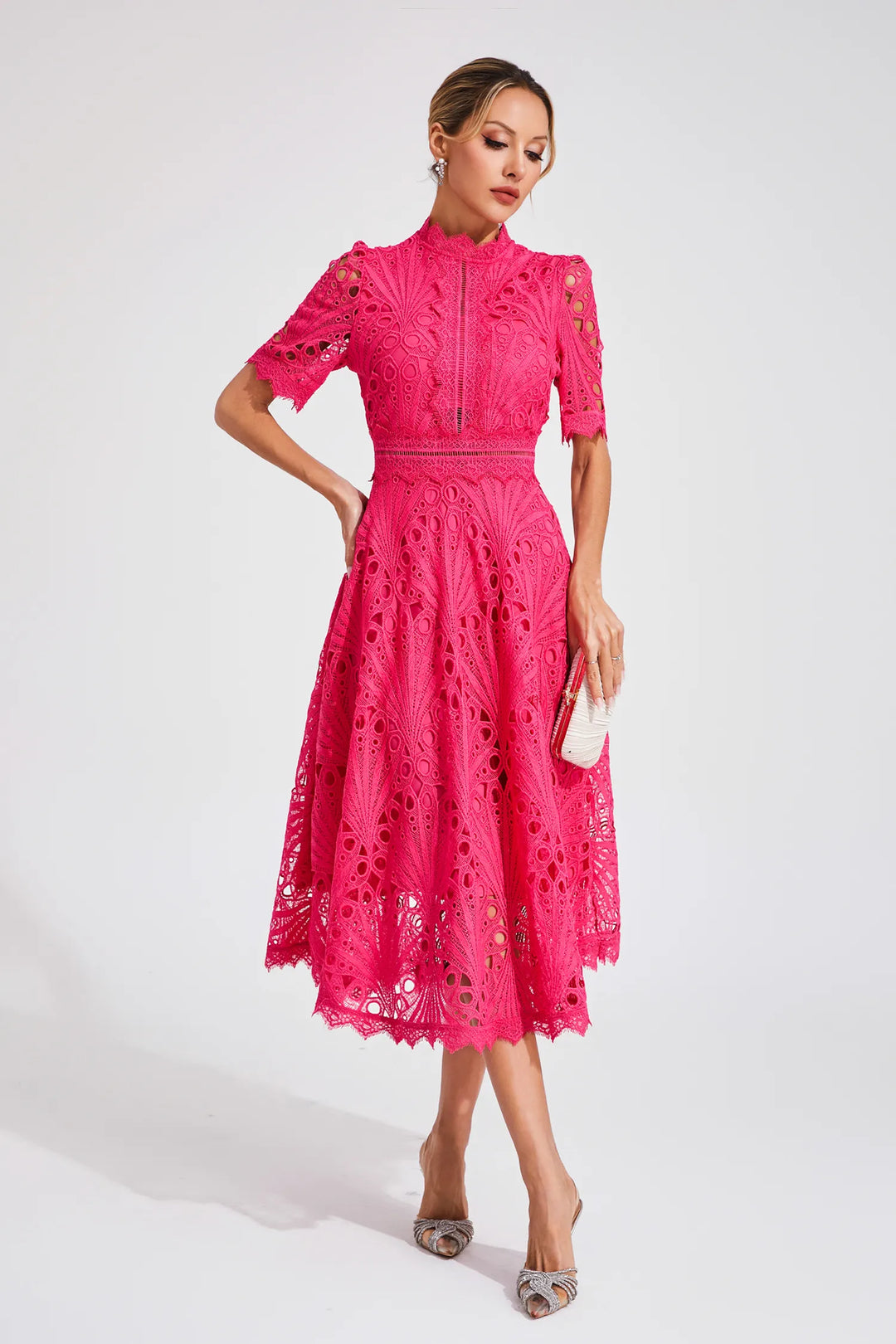 Elegant Lace Midi Dress for Weddings and Special Occasions