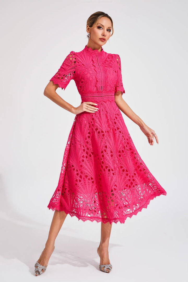 Elegant Lace Midi Dress for Weddings and Special Occasions