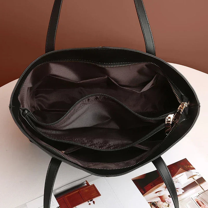 Large Leather Tote Bag with Double Shoulder Straps