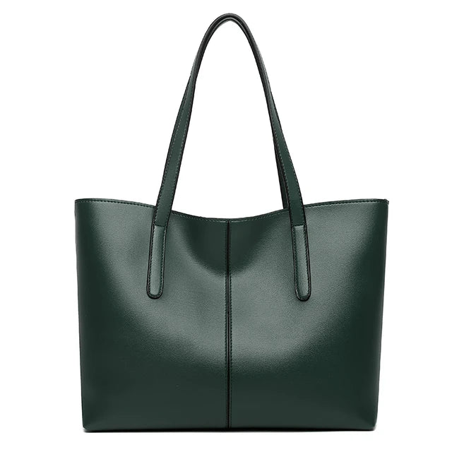 Large Leather Tote Bag with Double Shoulder Straps
