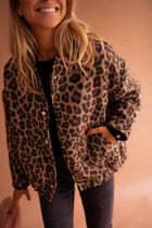 Leopard Print Bomber Shacket with Button Front