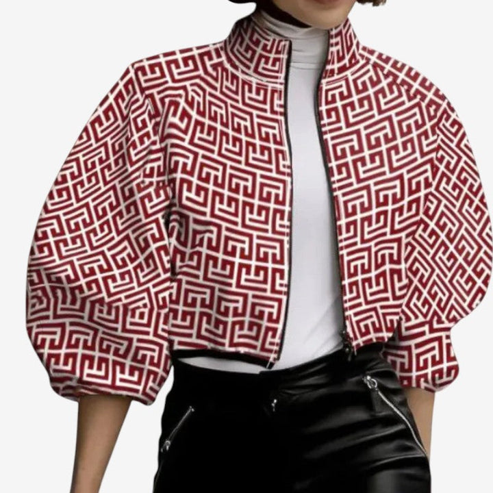 Jacket Women - Cropped Polka Dot Jacket with Zip Front
