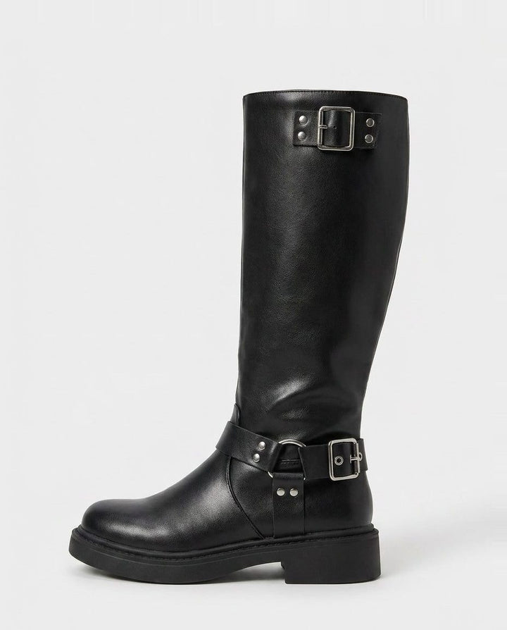 Knee High Boots Women - Tall Knee High Boots with Buckle Detail