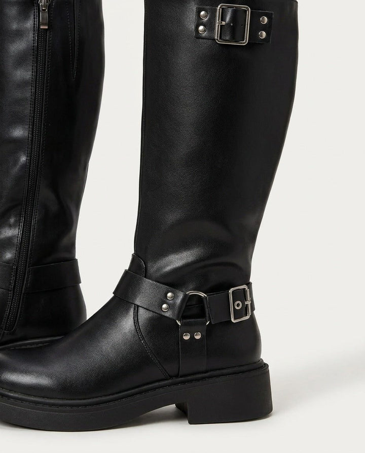 Knee High Boots Women - Tall Knee High Boots with Buckle Detail
