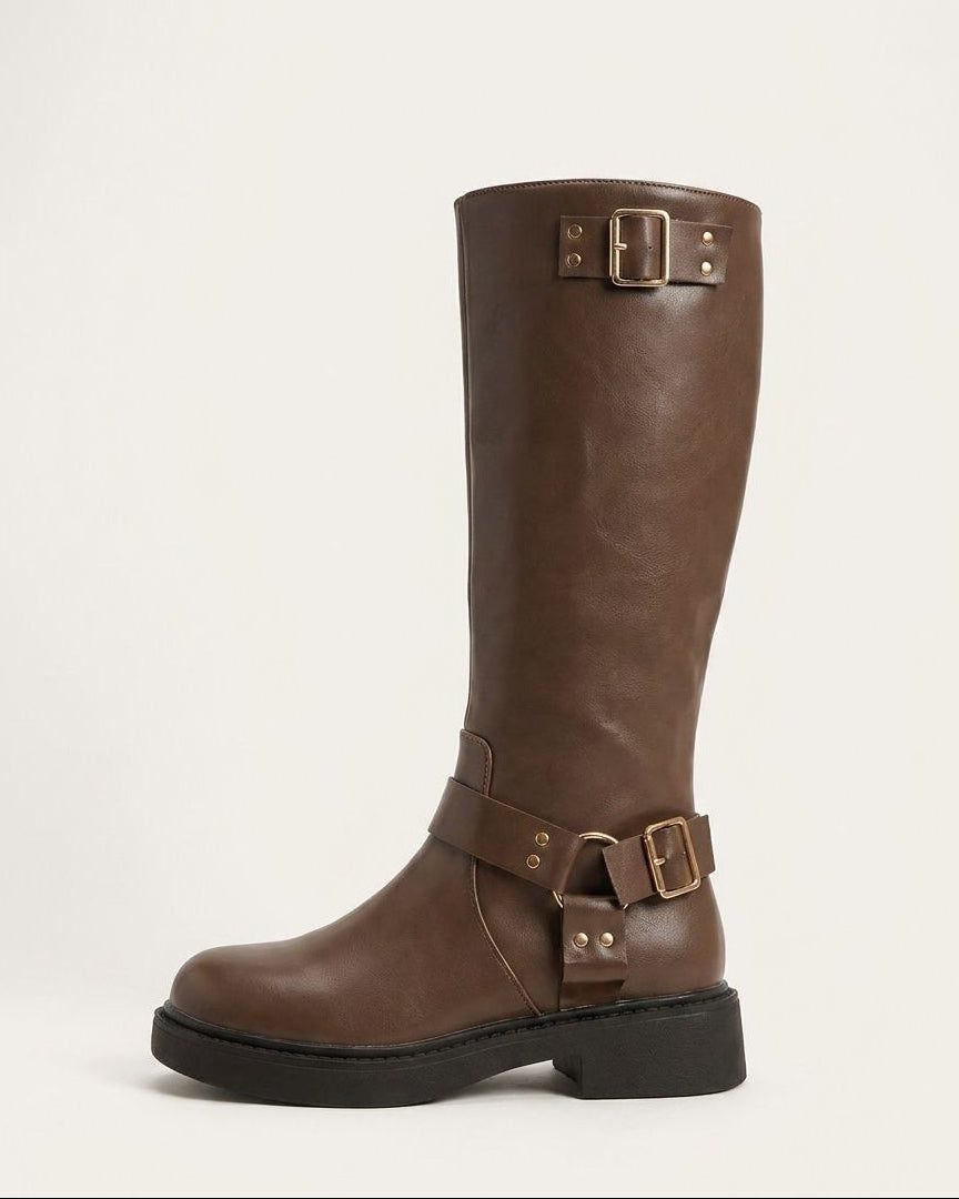 Knee High Boots Women - Tall Knee High Boots with Buckle Detail