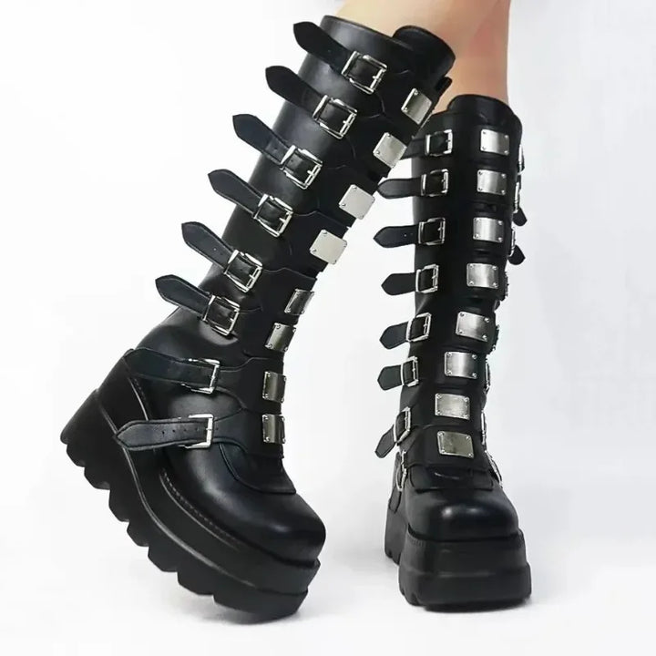 Boots Women - Knee High Platform Boots with Chunky Sole