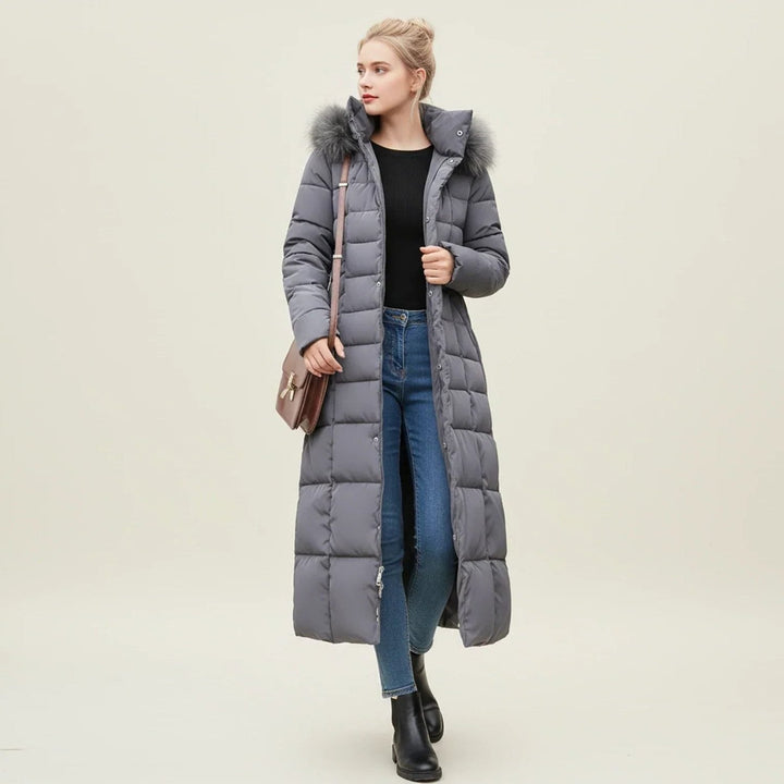 Parka Women - Quilted Parka with Belted Waist and Faux Fur Hood