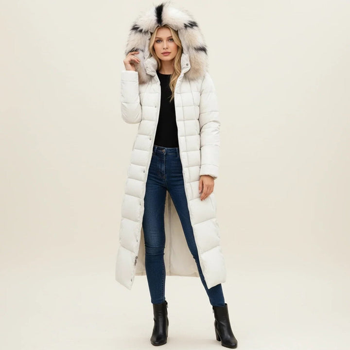 Parka Women - Quilted Parka with Belted Waist and Faux Fur Hood