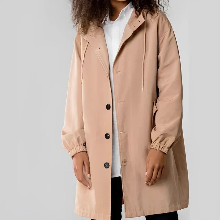 Rain Jacket Women - Hooded Rain Jacket with Drawstring Hood
