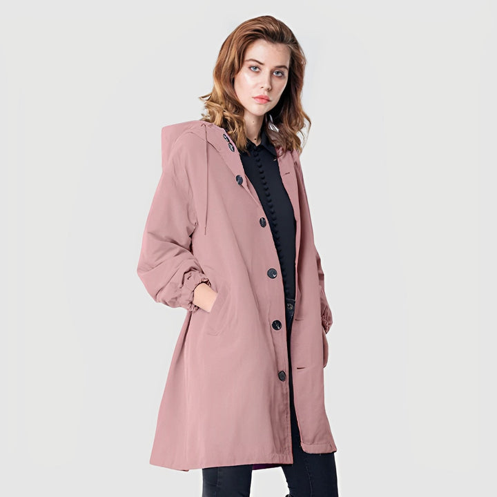 Rain Jacket Women - Hooded Rain Jacket with Drawstring Hood