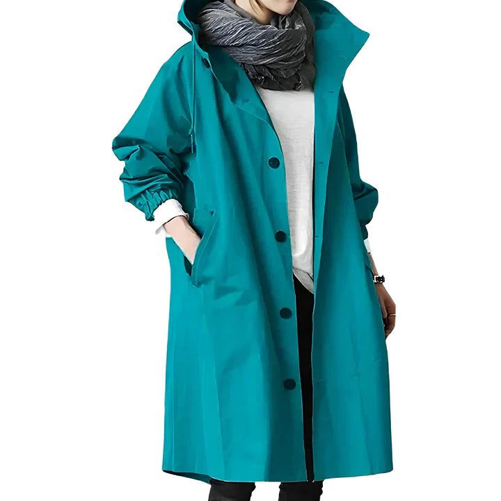 Rain Jacket Women - Hooded Rain Jacket with Drawstring Hood