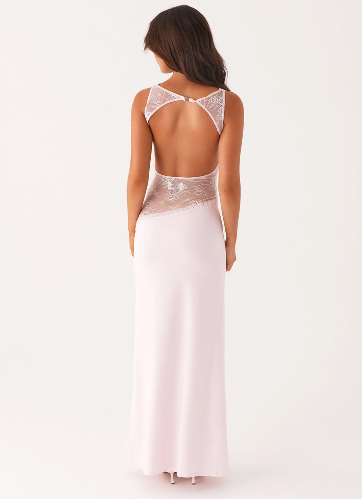 Amanda - Sheer Lace Panel Sleeveless Maxi Dress