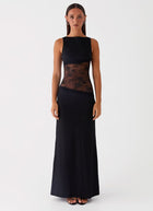 Amanda - Sheer Lace Panel Sleeveless Maxi Dress