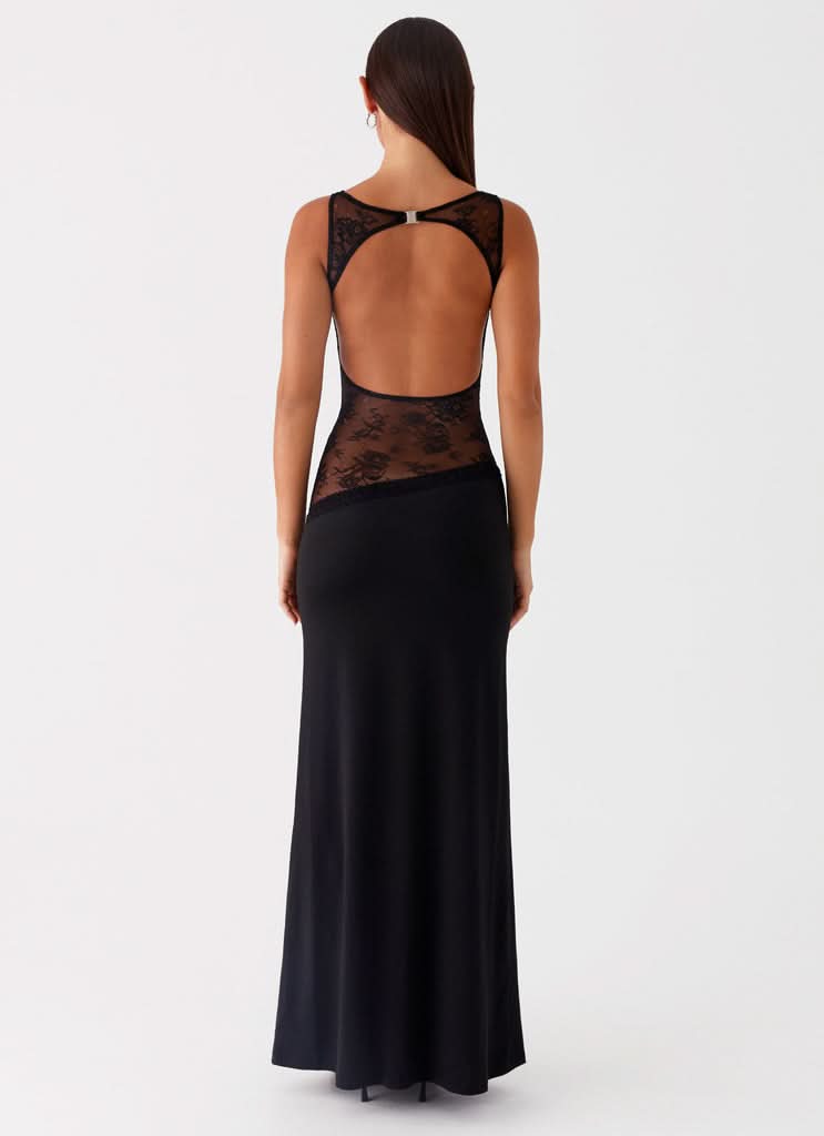 Amanda - Sheer Lace Panel Sleeveless Maxi Dress