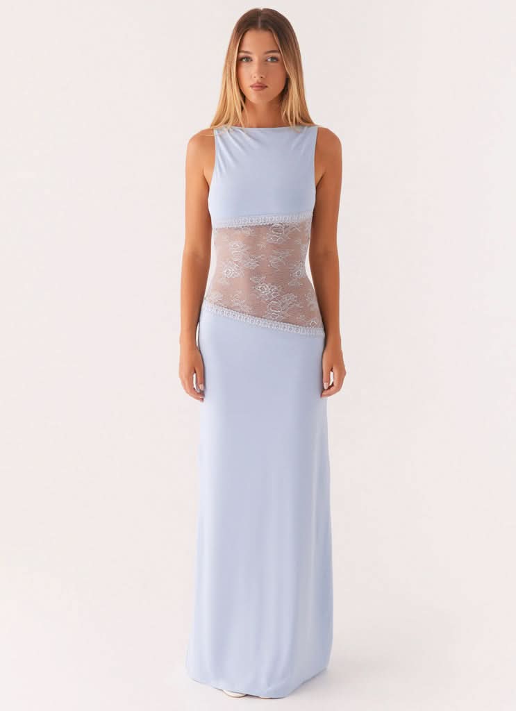 Amanda - Sheer Lace Panel Sleeveless Maxi Dress