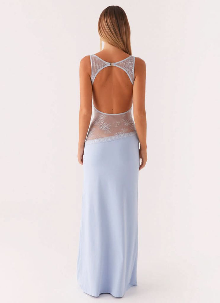 Amanda - Sheer Lace Panel Sleeveless Maxi Dress