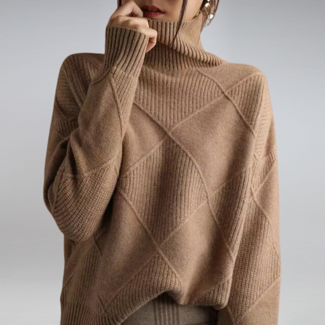 Sweater Women - Cashmere Knit Soft Sweater with Turtleneck
