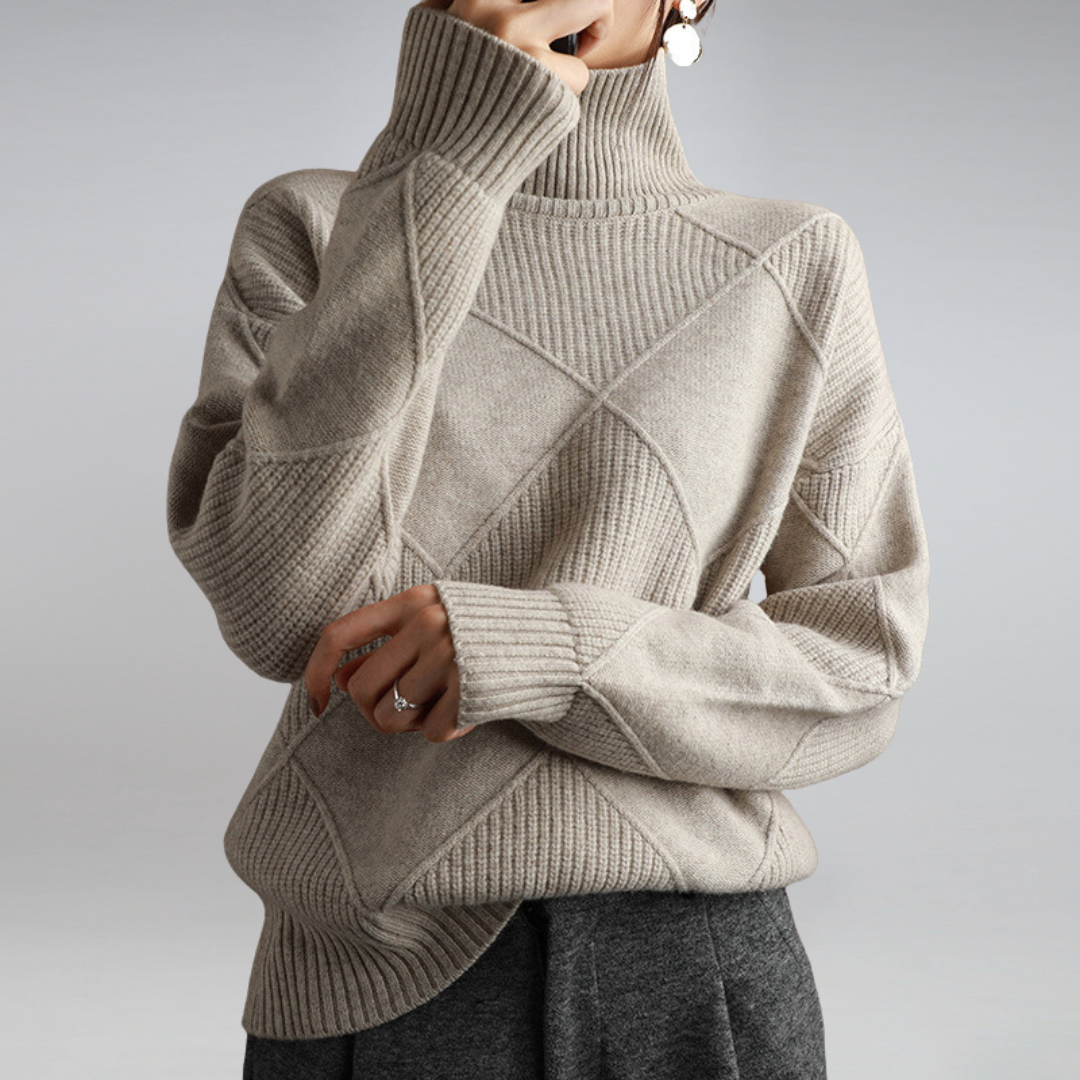 Sweater Women - Cashmere Knit Soft Sweater with Turtleneck
