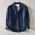 Men's Long Sleeve Collarless Linen Shirt