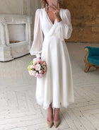 Women's Classic Long Sleeve Flowing Wedding Dress