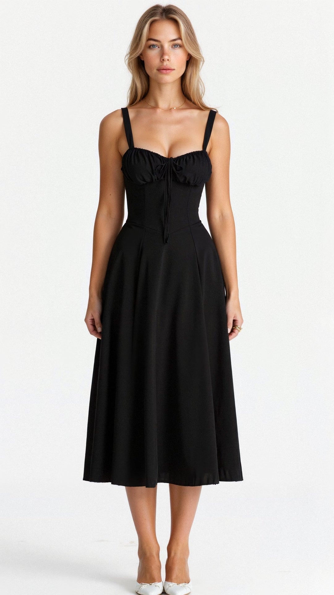 MARGARETHA - Floral Satin Corset Midi Dress with Front Split