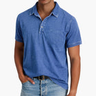 Men's Polo Shirt with Button Placket and Short Sleeves