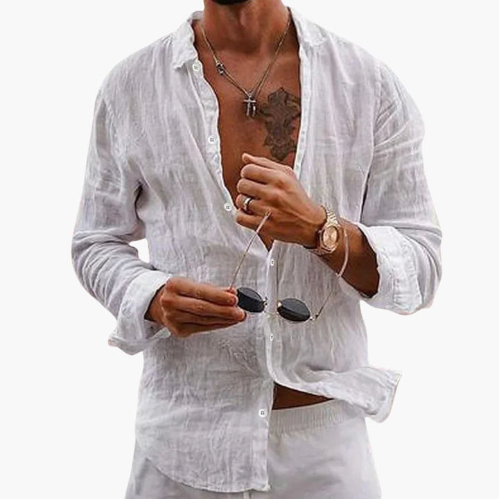 Men’s Regular Fit Long Sleeve Button-Down Shirt with Classic Collar