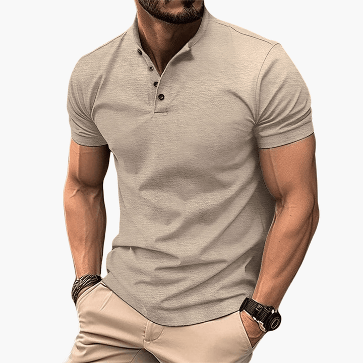 Men’s Short Sleeve Polo Shirt with Button Collar