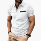 Men’s Short Sleeve Polo Shirt with Chest Pocket and Button Collar