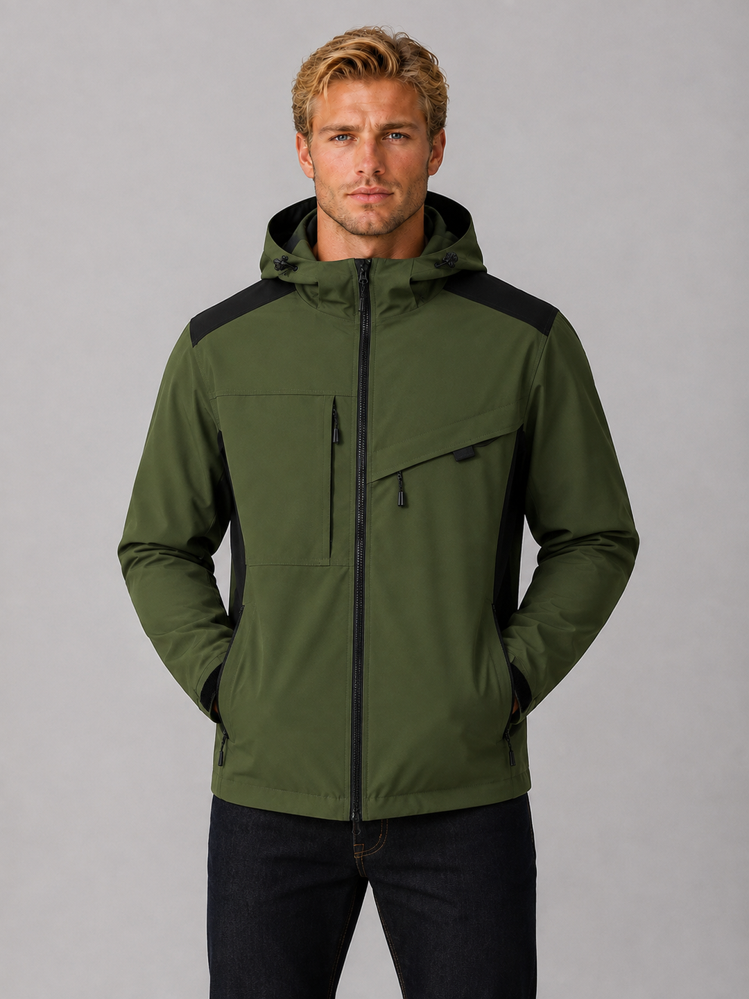 Jacket Men - Waterproof Hooded Windbreaker Jacket