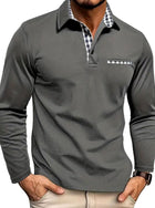 Men's Long Sleeve Polo Shirt | Plaid Collar Design