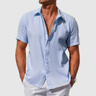 Men's Linen Shirt, Short Sleeve Casual Summer Button-Front