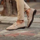 Men's Suede Horsebit Loafers Almond Toe – Slip-On Smart Casual Dress