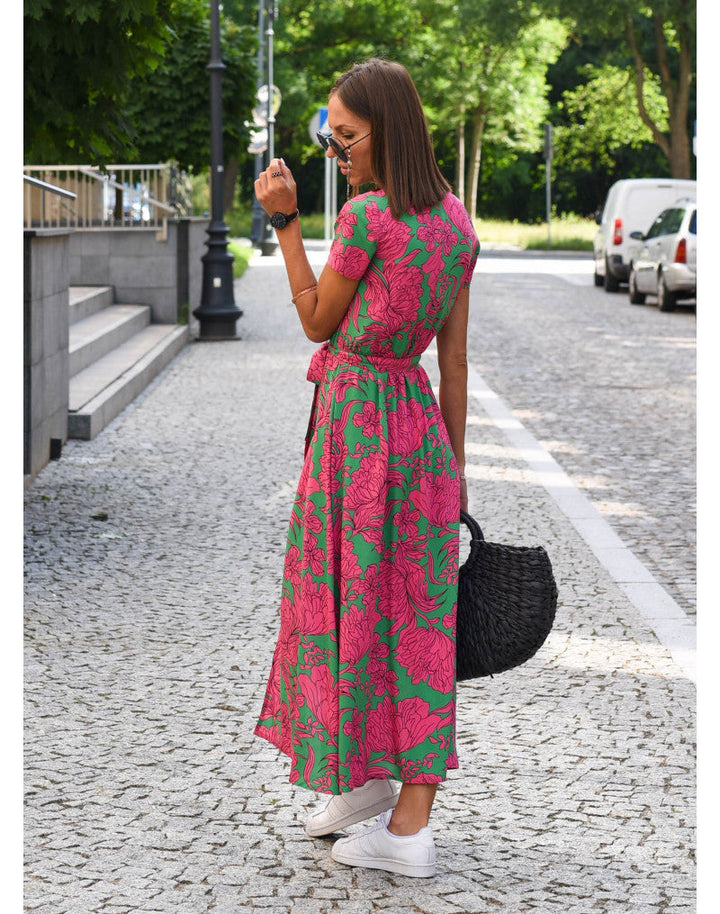 Rosalie | Playful Floral Wrap Midi Dress