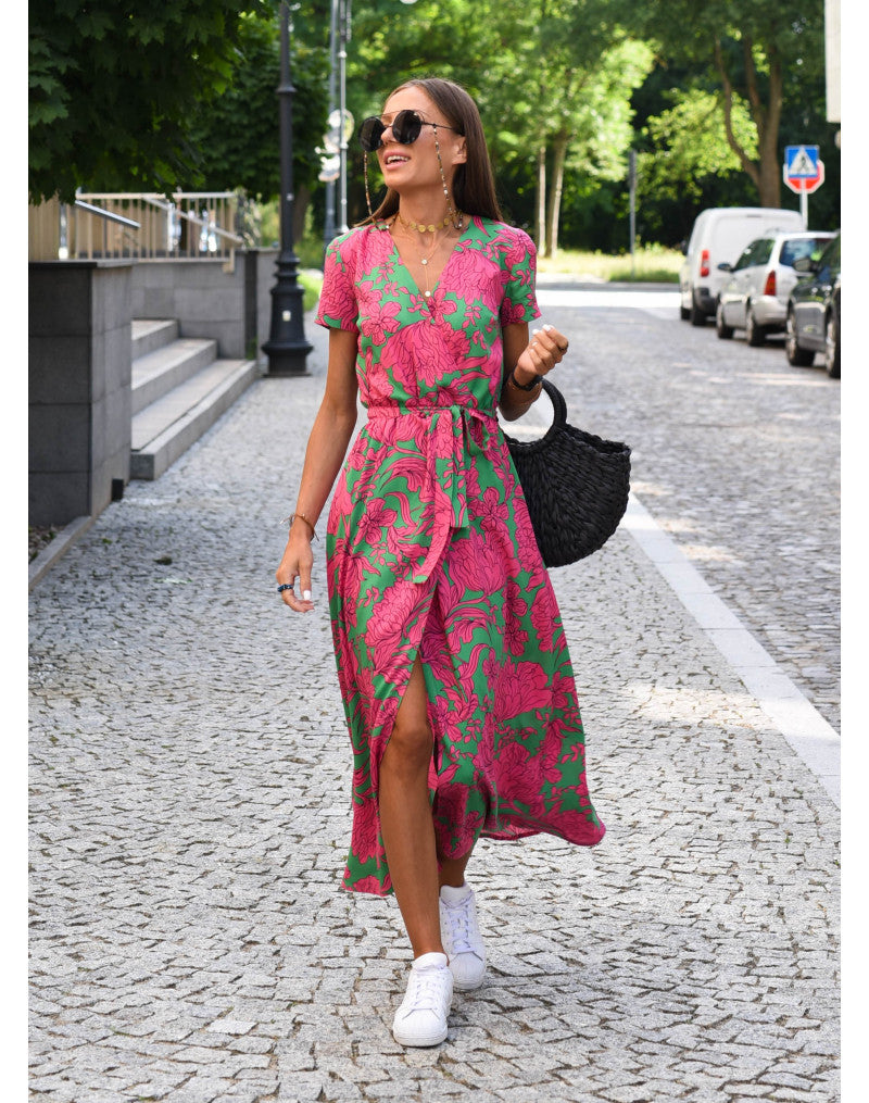 Rosalie | Playful Floral Wrap Midi Dress