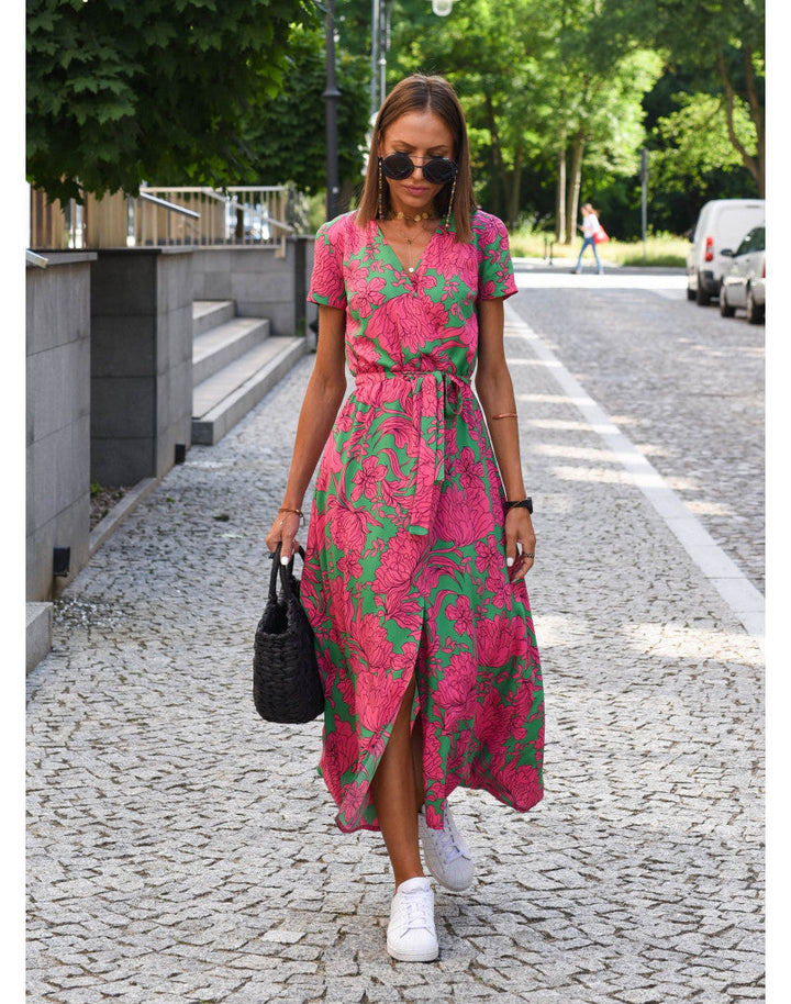 Rosalie | Playful Floral Wrap Midi Dress