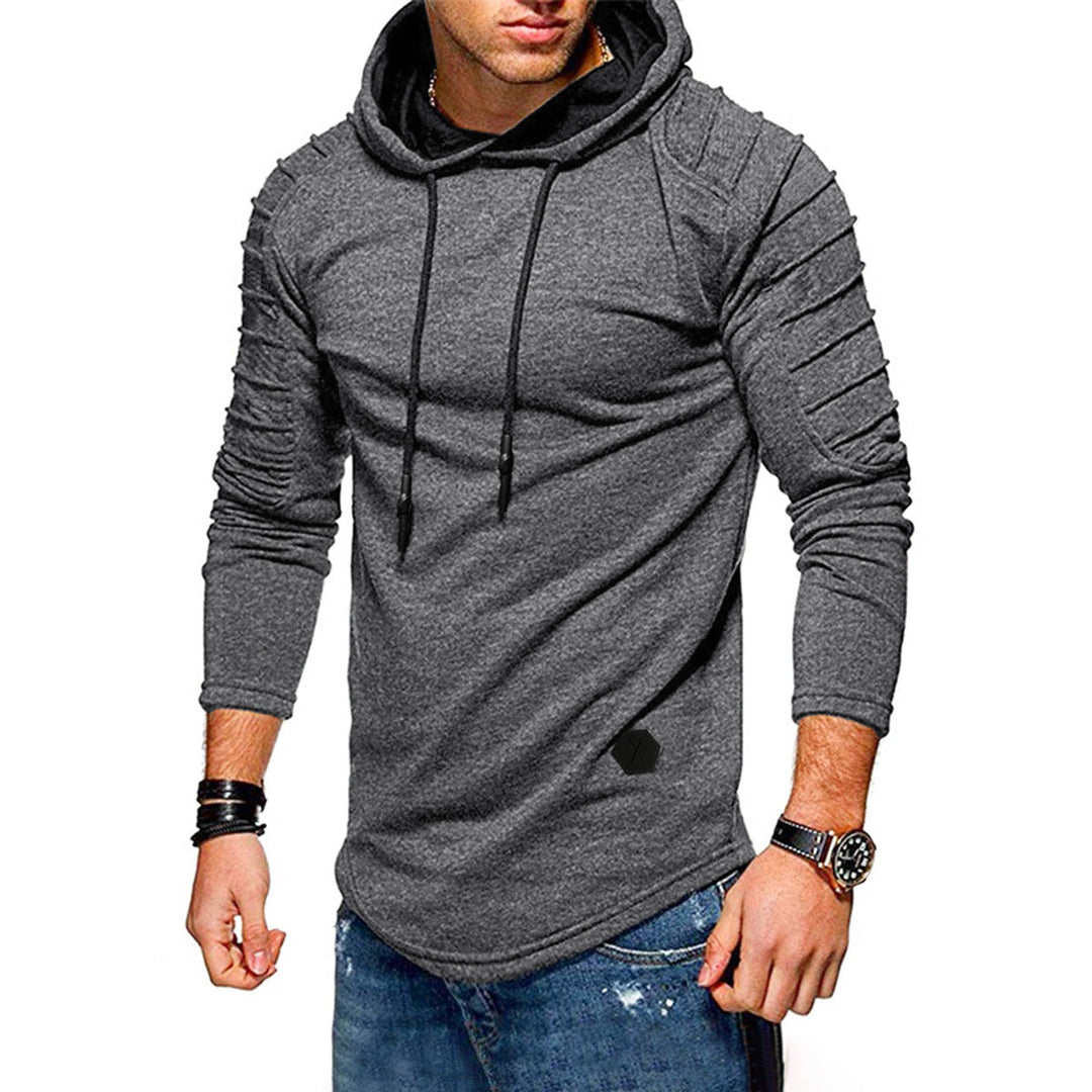Long hoodie for men with drawstring and long sleeves