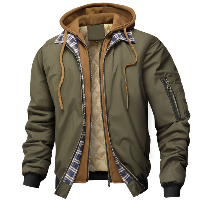 Hooded jacket for men with pockets and drawstring