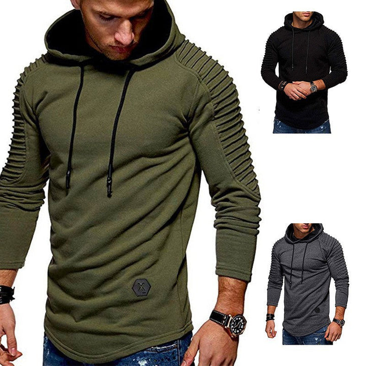 Long hoodie for men with drawstring and long sleeves