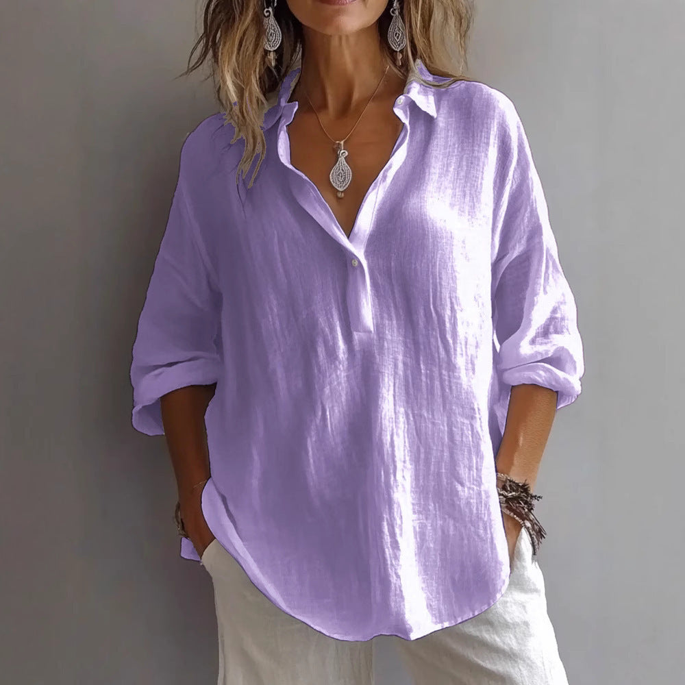 FRAN - CHIC V-NECK BLOUSE  CLASSIC V NECK TOP