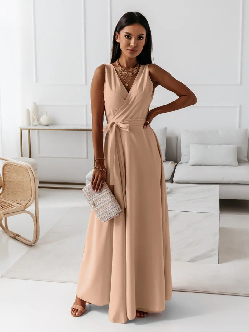 Women Wedding Guest Elegant Wrap Maxi Dress