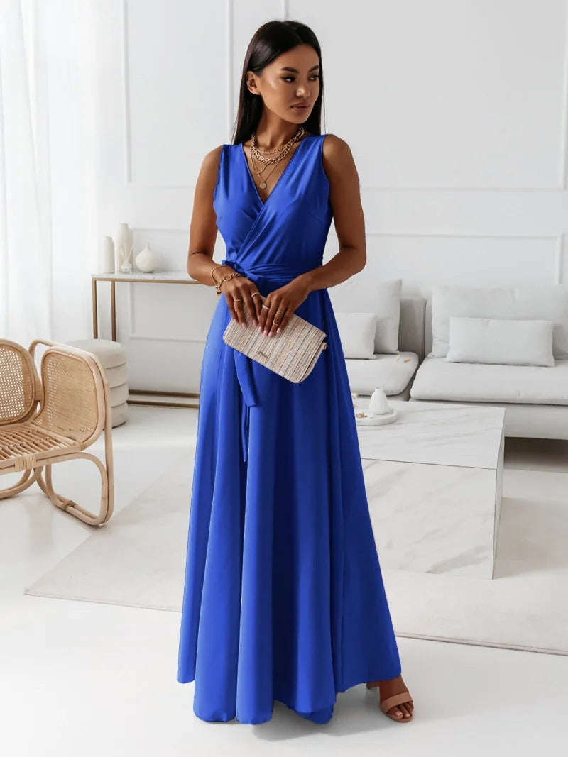 Women Wedding Guest Elegant Wrap Maxi Dress