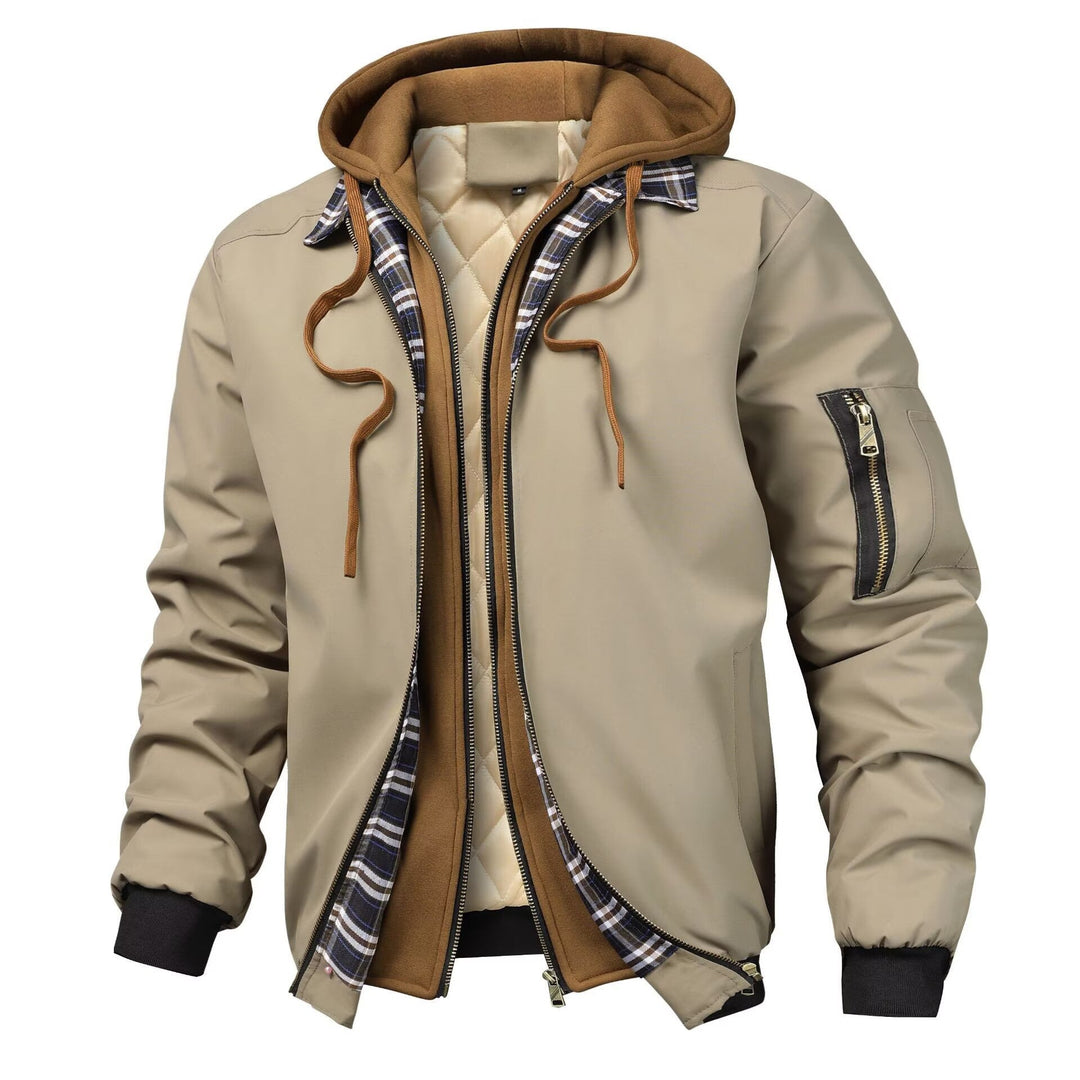Hooded jacket for men with pockets and drawstring