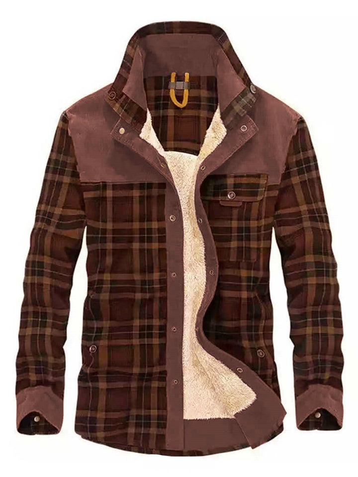 Checked overshirt for men with buttons and pockets