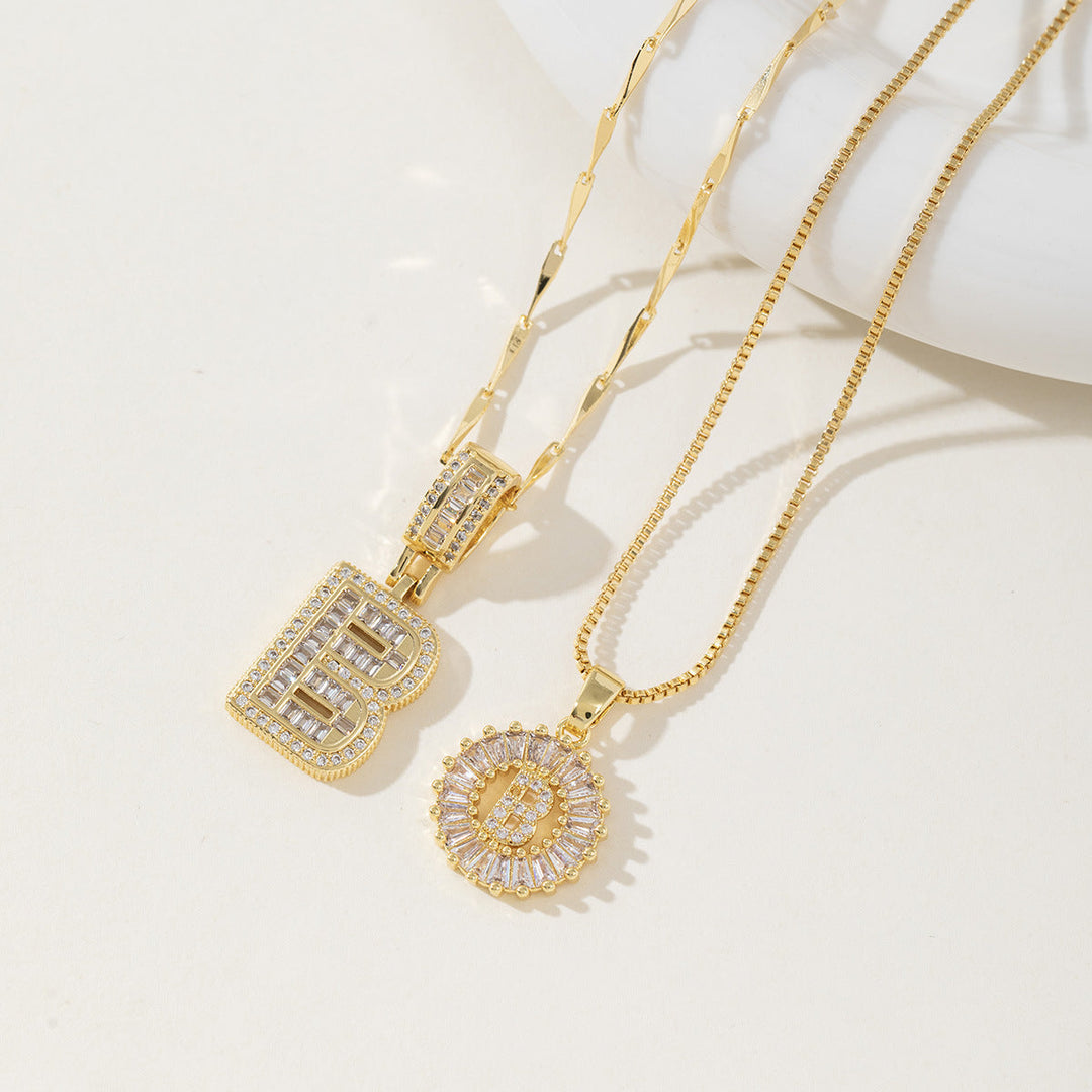 AISHA - Elegant 2-Pack Initial Pendant Necklaces