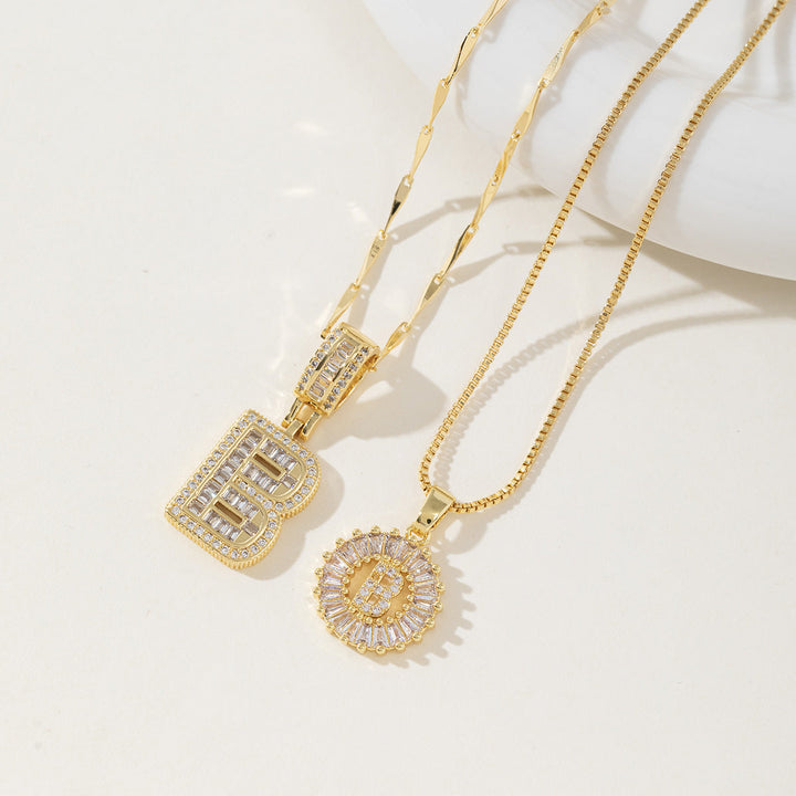 AISHA - Elegant 2-Pack Initial Pendant Necklaces
