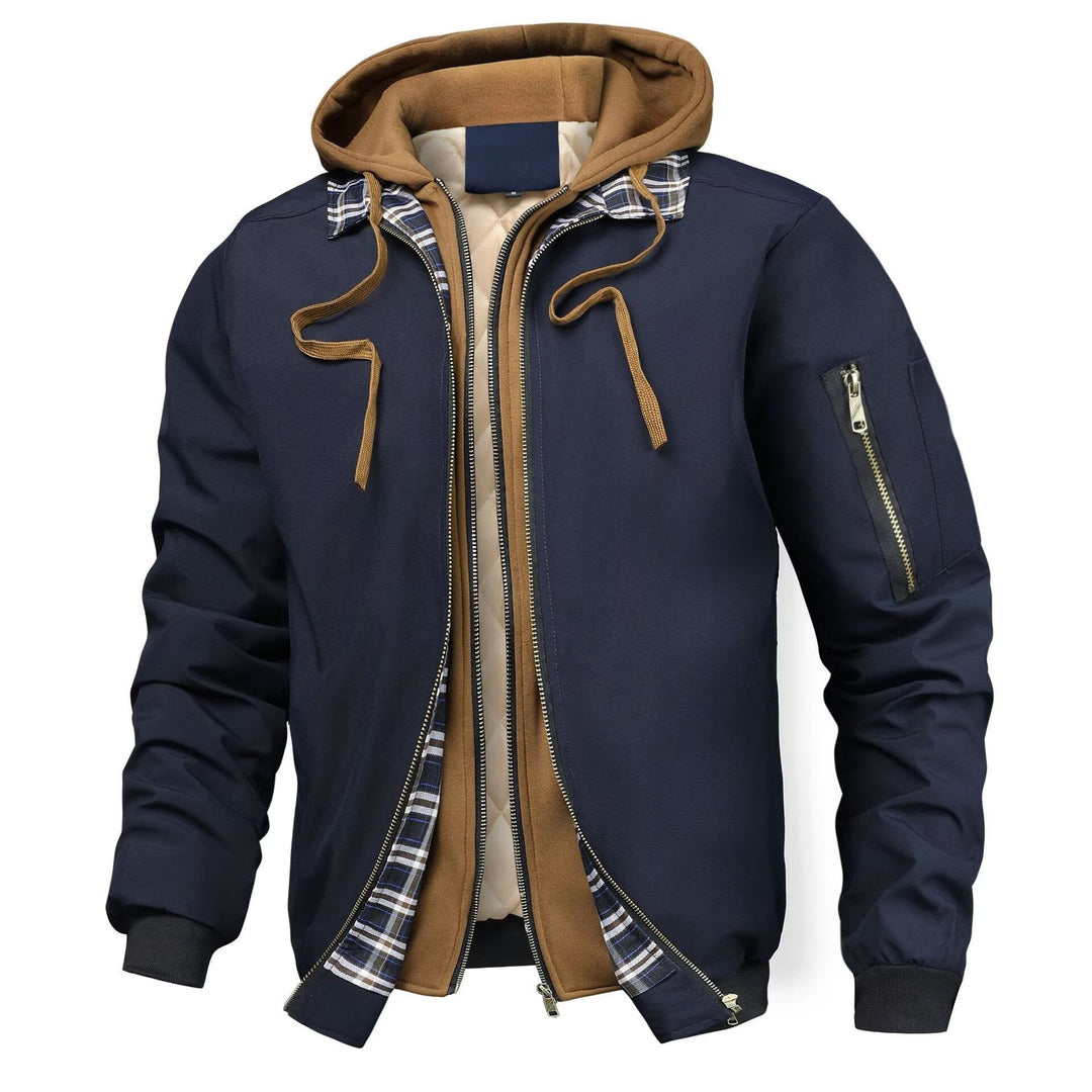 Hooded jacket for men with pockets and drawstring