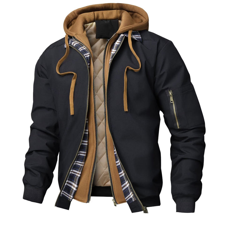 Hooded jacket for men with pockets and drawstring